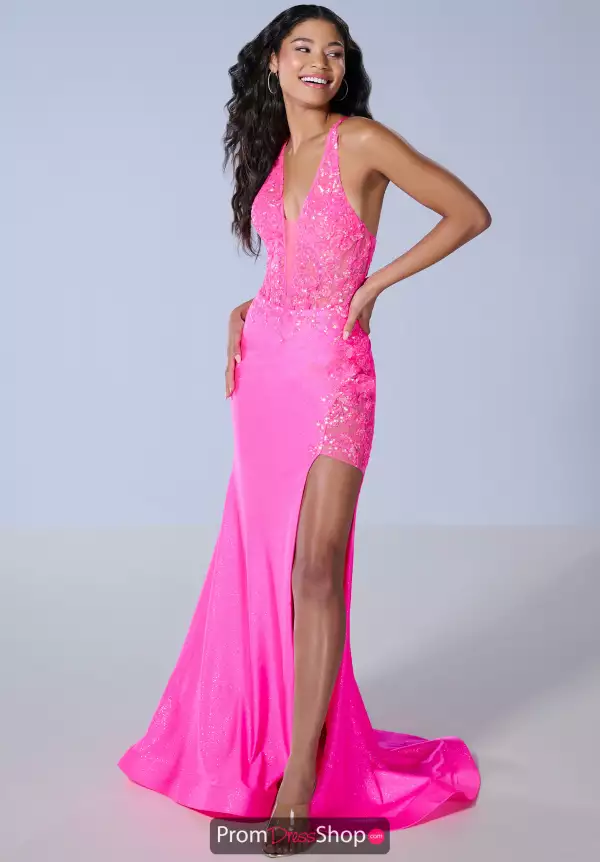 Glitter Jersey Halter Long Dress 16246