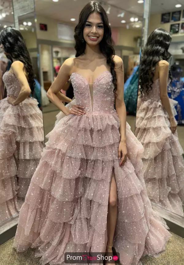 Beaded High Slit Dress 56139