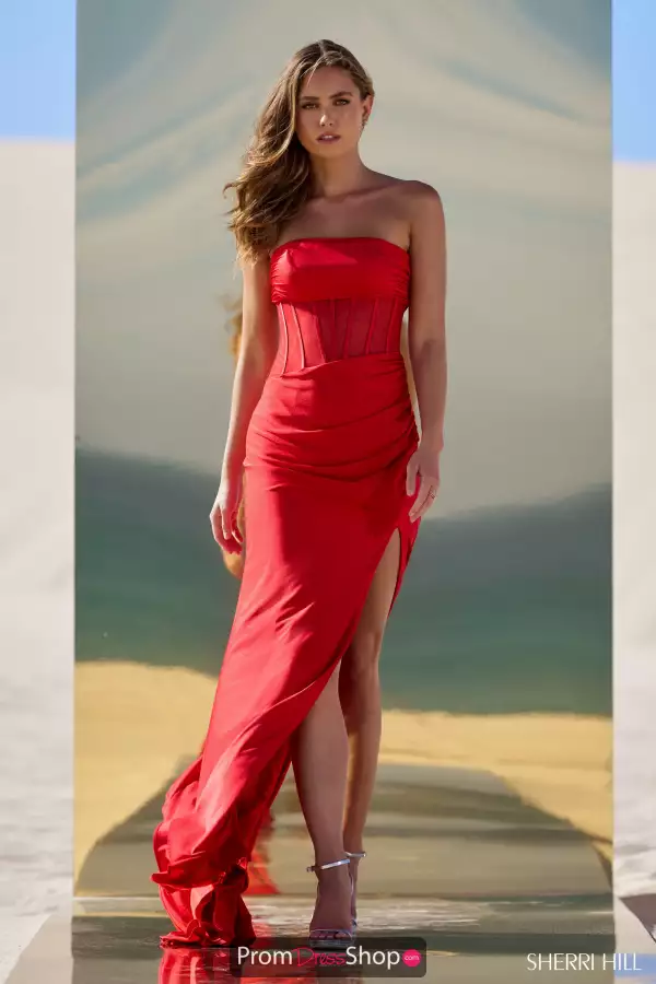 Strapless Slit Long Dress 56625