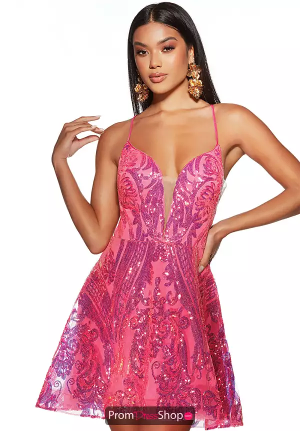 Sequins V Neckline Short Dress 3775