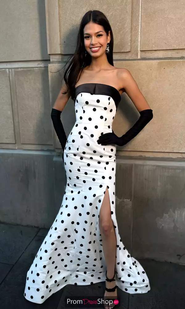 Fitted Long Polka Dot Dress