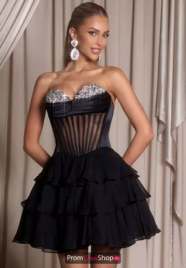 Strapless Beaded Corset A Line Dress PS25799