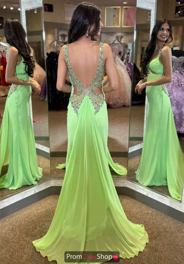 Long Satin Open Back Dress 4332