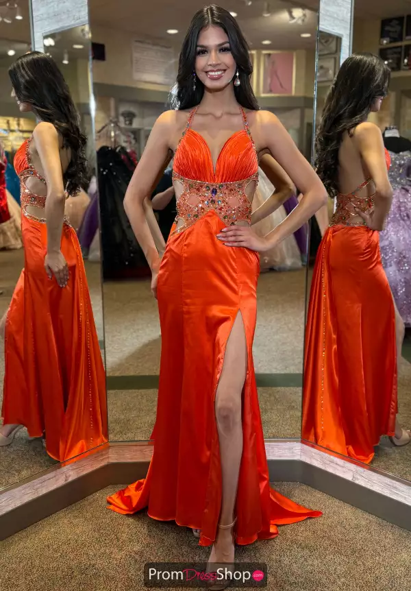 Formal Satin Open Back Dress 4357