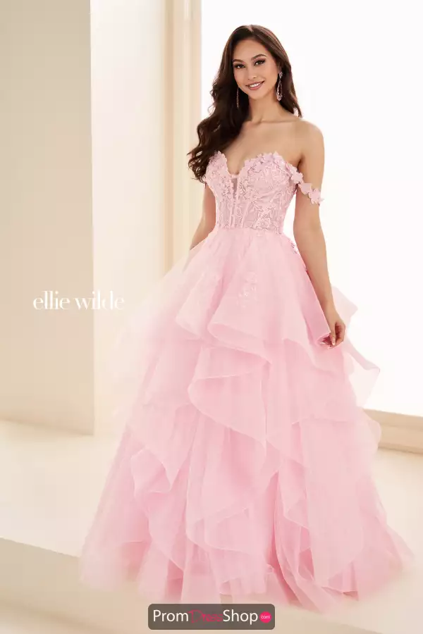 Ruffle Tulle Ball Gown Dress EW35084