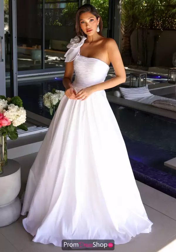Ruched Floral Sweep Train 26524