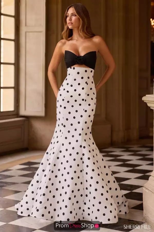 Polka Dot Taffeta Long Dress