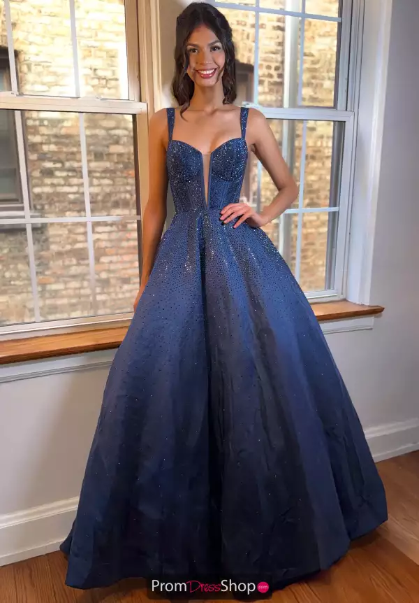 Beaded Satin A-Line Dress 56106