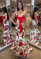 Ivory/Red Print