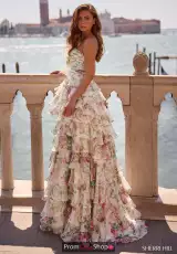 Ivory/Green Pink Print