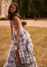 Ivory/Purple Green Print