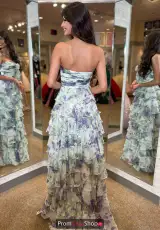 Ivory/Purple Green Print