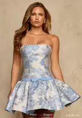 Ivory/Light Blue Print
