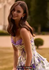Ivory/Purple/Green Print