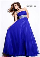 2012 Sherri Hill Prom Dresses 7421.  Available in Aqua, Black, Emerald, Lilac, Purple, Royal, Royal Purple, Strawberry, Turquoise, Yellow