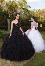 2012 Vizcaya Quinceanera Dresses 87049.  Available in Black/Hot Pink, Black/Peacock, Cerise/Purple, White/Hot Pink