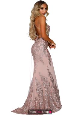 pink and rose gold prom dress