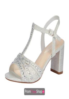 silver chunky heel prom shoes